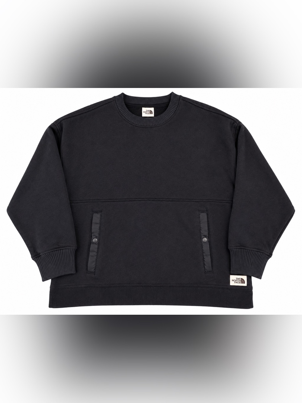 The North Face Women’s XL Black Fleece Crewneck Pullover Snap Pocket Sweatsh